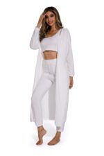 White -3Piece Fashion women Pure Color Sleepsuit - Image 6