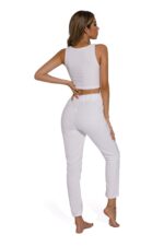 White -3Piece Fashion women Pure Color Sleepsuit - Image 2