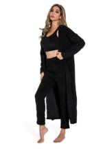 Black-Autumn winter long sleeve women pajamas suit - Image 2