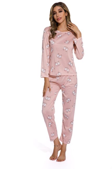 Pink-Cute smiley print pajamas set - Celino Corp.