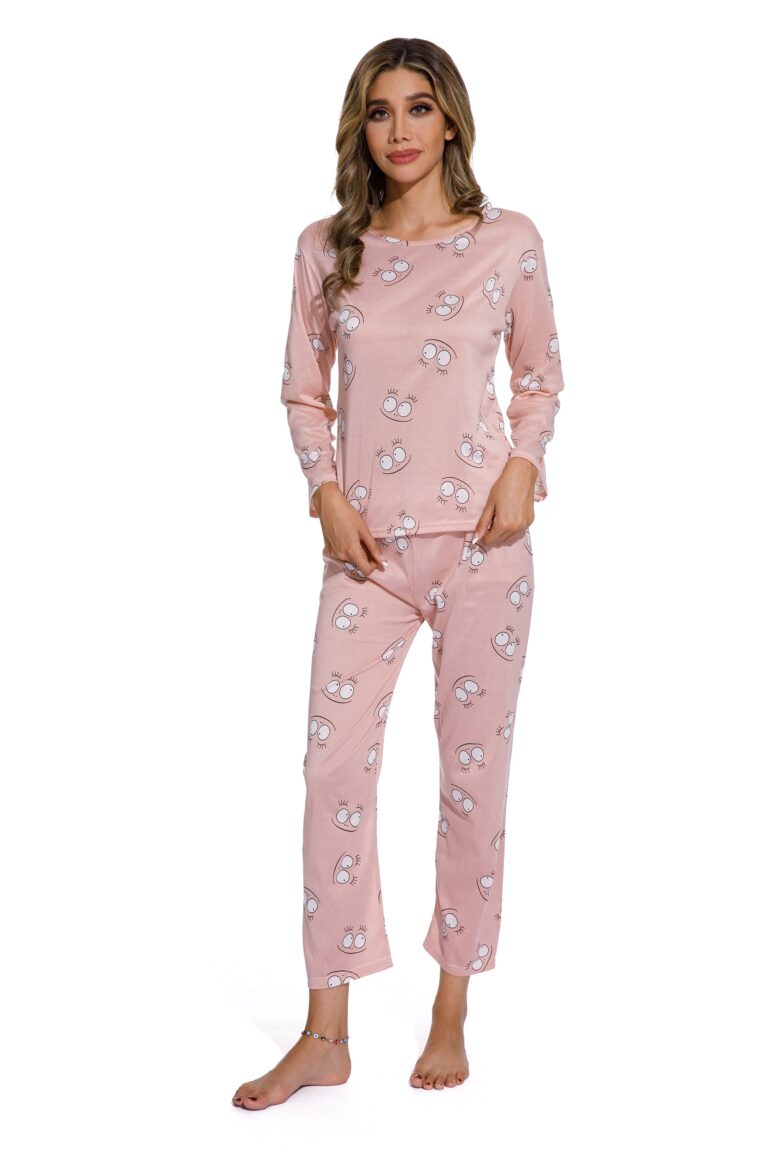 Pink-Cute smiley print pajamas set - Celino Corp.