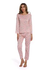 Pink-Cute smiley print pajamas set - Celino Corp.