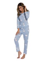 Blue-Long sleeve Giraffe Print Sleepsuit - Image 4