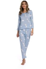 Blue-Long sleeve Giraffe Print Sleepsuit - Image 2