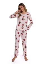 Spring Autumn Strawberry Print  Sleepwear set - Image 2