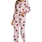 Spring Autumn Strawberry Print  Sleepwear set