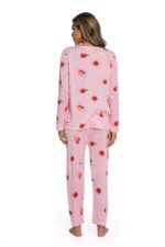 Long Sleeve Round Neck Peach Print Pajama Set - Image 8