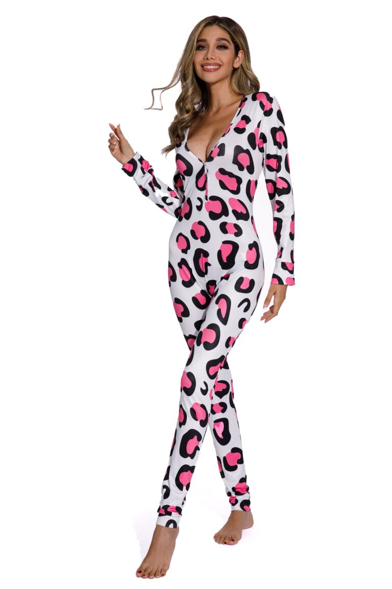 Leopard-Sexy women long sleeve leopard  pajamas suit - Celino Corp.