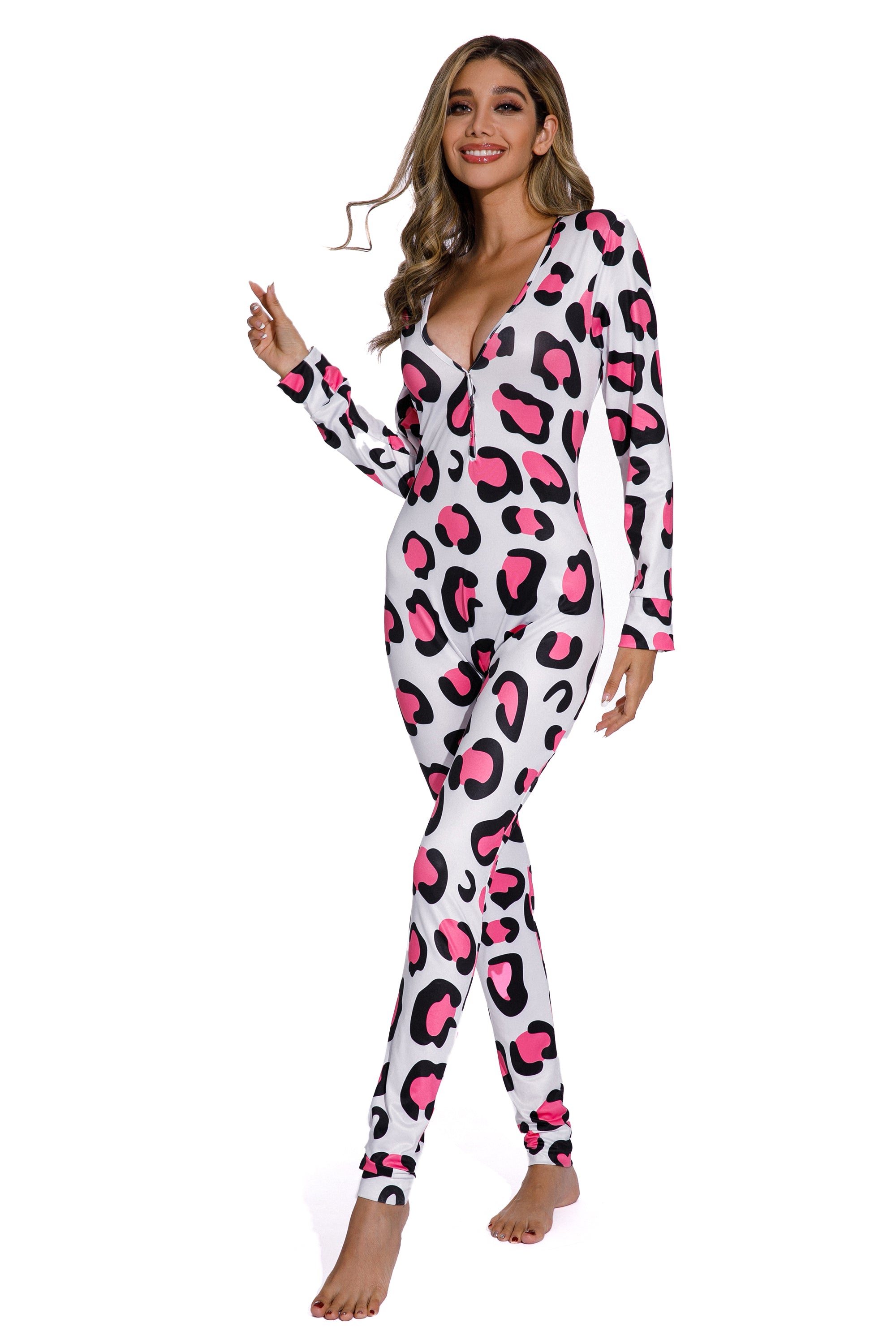 CELSLW015_1 Leopard-Sexy women long sleeve leopard pajamas suit - Celino Corp.