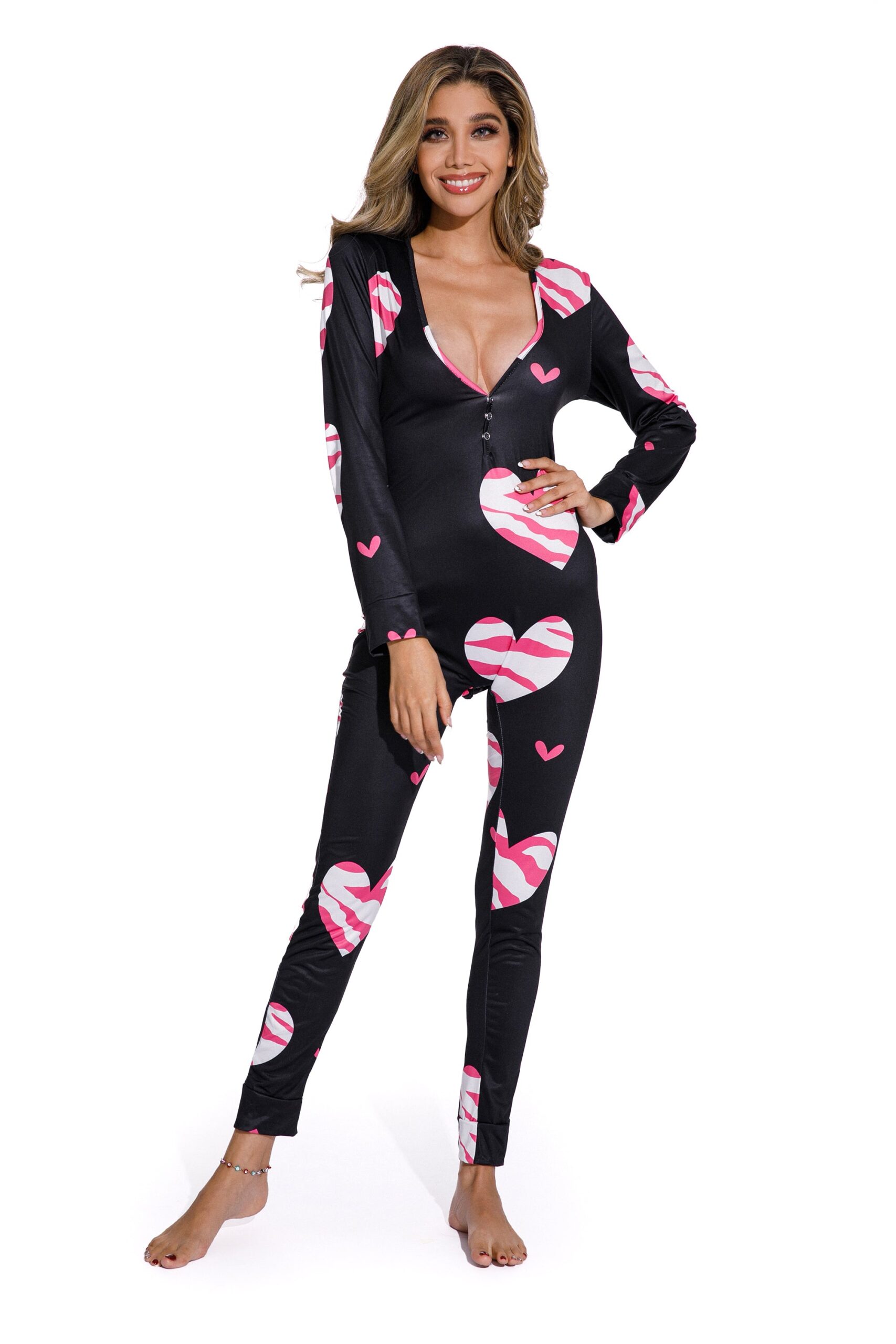 Long sleeve Love Print Pajamas Jumpsuit - Celino Corp.