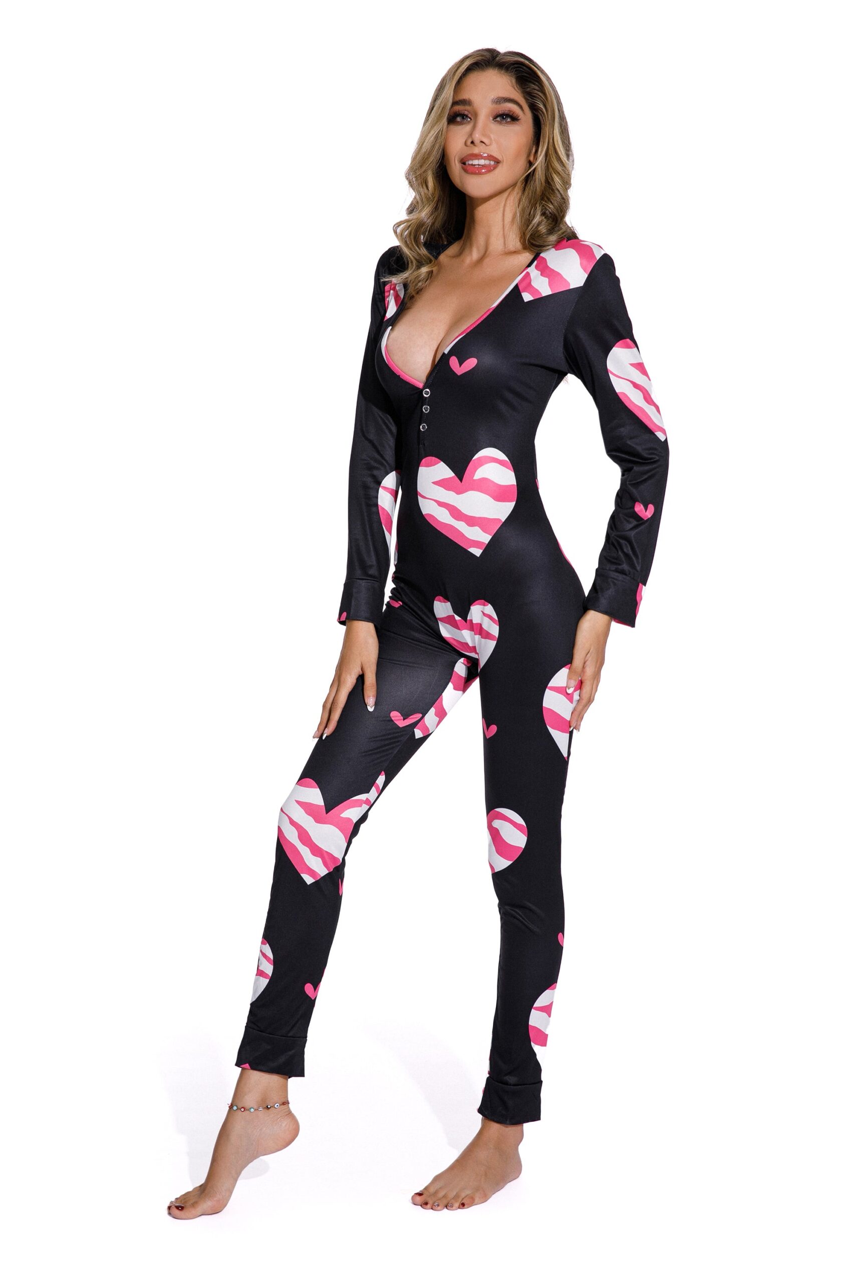 Long sleeve Love Print Pajamas Jumpsuit - Celino Corp.
