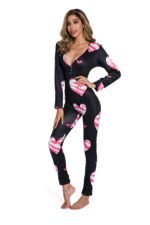 Long sleeve Love Print Pajamas Jumpsuit - Celino Corp.