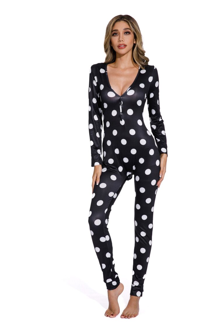 One-Piece Black white polka dot Sleepwear - Celino Corp.