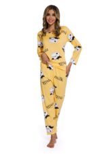 Yellow -Long Sleeve  women Cartoon Sleepwear Set - Image 8