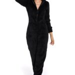 Black-Plus Size Winter Hooded Sleepwear for women