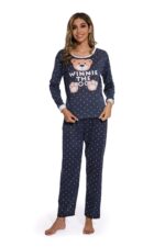 Ladies Round Neck Cartoon Bear Pajamas Set - Image 7