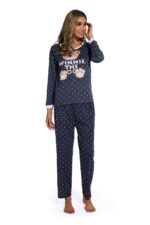 Ladies Round Neck Cartoon Bear Pajamas Set - Image 4