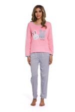 Pink-Cute Long eared rabbit Print Sleepsuit - Image 3