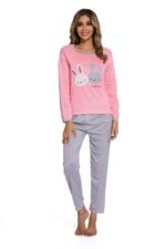 Pink-Cute Long eared rabbit Print Sleepsuit - Image 6
