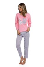 Pink-Cute Long eared rabbit Print Sleepsuit - Image 7