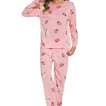 2Piece Strawberry Print Pajamas Suit