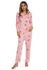 2Piece Strawberry Print Pajamas Suit - Image 3