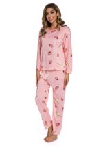 2Piece Strawberry Print Pajamas Suit - Image 4