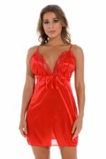 Red-Women Pure Color Strap Dress - Image 6