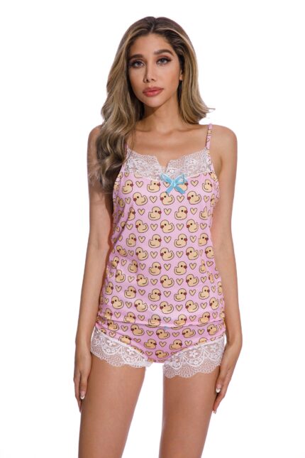 Smile-Plus Size Duck print Sleepwear Suit