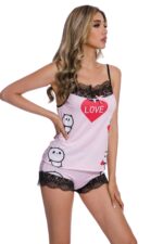 Pink-Plus size Cute Panda print women Sleepwear suit - Image 4