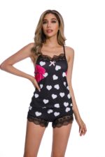 black+lips-Fashionable love and lip print Pajamas suit - Celino Corp.