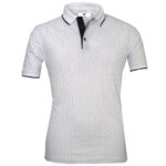 White With Black Dots Mens Slim Fit Polo Shirts - 100% Soft Cotton - Tailored Comfortable Fit