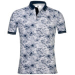 Dark Blue Floral Mens Slim Fit Polo Shirts - 100% Soft Cotton - Tailored Comfortable Fit - Celino Corp.