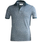 Blue with White Floral Mens Slim Fit Polo Shirts - 100% Soft Cotton - Tailored Comfortable Fit - Celino Corp.