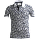 White with Black Paisley Mens Slim Fit Polo Shirts - 100% Soft Cotton - Tailored Comfortable Fit - Celino Corp.