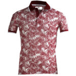 White and Red Floral Mens Slim Fit Polo Shirts - 100% Soft Cotton - Tailored Comfortable Fit
