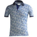 White and Blue Paisley Mens Slim Fit Polo Shirts - 100% Soft Cotton - Tailored Comfortable Fit