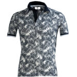 White and Black Floral Mens Slim Fit Polo Shirts - 100% Soft Cotton - Tailored Comfortable Fit