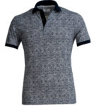 Navy Blue and White Mens Slim Fit Polo Shirts - 100% Soft Cotton - Tailored Comfortable Fit