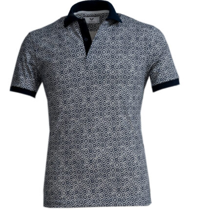 Navy Blue and White Mens Slim Fit Polo Shirts - 100% Soft Cotton - Tailored Comfortable Fit