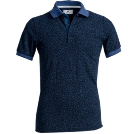 Black and Navy Blue Floral Mens Slim Fit Polo Shirts - 100% Soft Cotton - Tailored Comfortable Fit