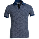 Blue Floral Mens Slim Fit Polo Shirts - 100% Soft Cotton - Tailored Comfortable Fit - Celino Corp.