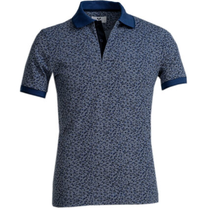 Blue Floral Mens Slim Fit Polo Shirts - 100% Soft Cotton - Tailored Comfortable Fit - Celino Corp.