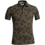 Army Green Floral Mens Slim Fit Polo Shirts - 100% Soft Cotton - Tailored Comfortable Fit