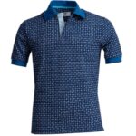Blue Squares Mens Slim Fit Polo Shirts - 100% Soft Cotton - Tailored Comfortable Fit - Celino Corp.