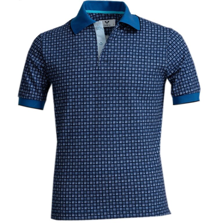 Blue Squares Mens Slim Fit Polo Shirts - 100% Soft Cotton - Tailored Comfortable Fit - Celino Corp.