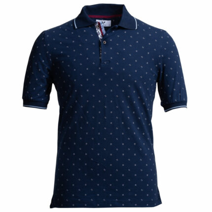 Dark Blue With White Dots Mens Slim Fit Polo Shirts - 100% Soft Cotton - Tailored Comfortable Fit - Celino Corp.