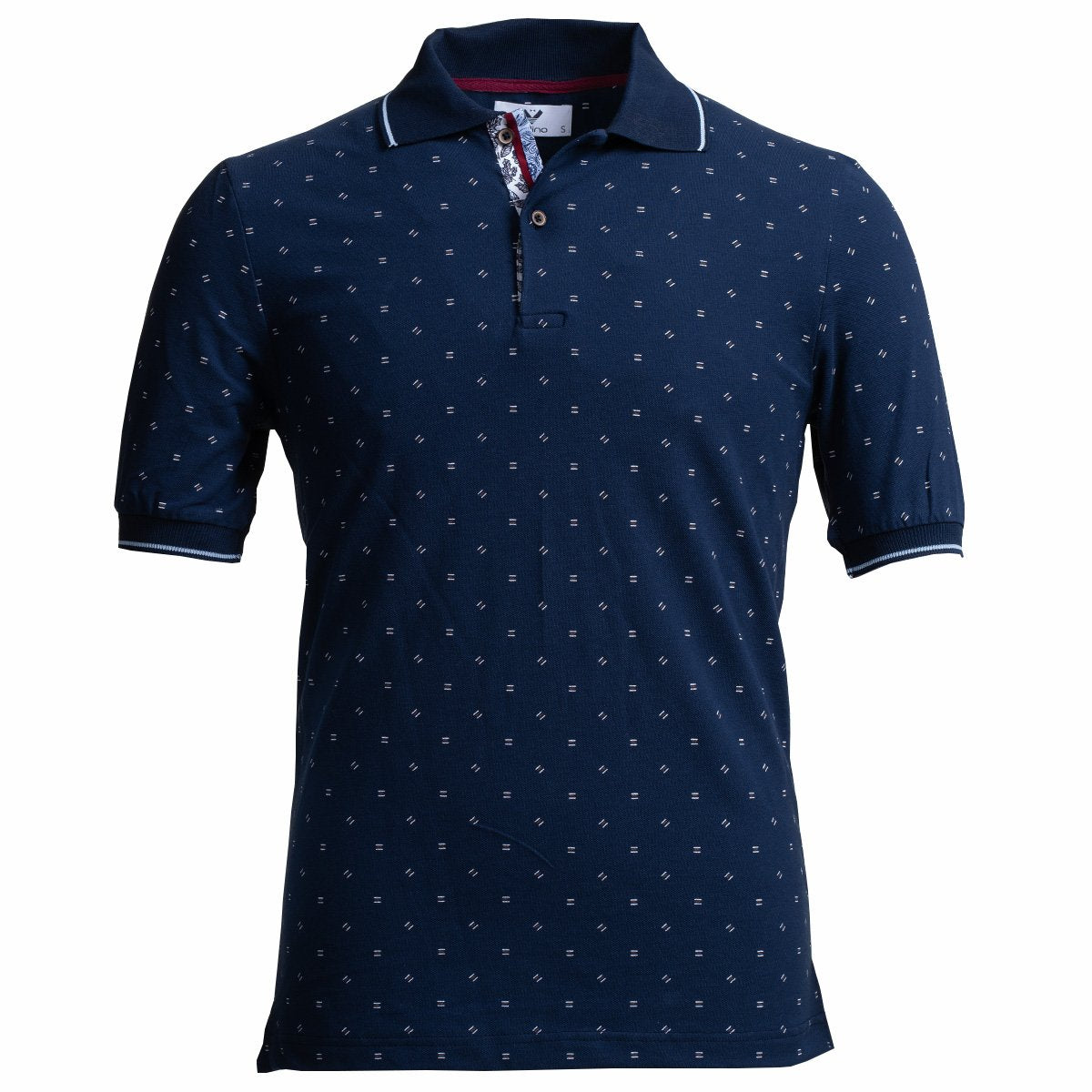 CEMP0170 Dark Blue With White Dots Mens Slim Fit Polo Shirts - 100% Soft Cotton - Tailored Comfortable Fit - Celino Corp.