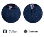 Dark Blue With White Dots Mens Slim Fit Polo Shirts - 100% Soft Cotton - Tailored Comfortable Fit - Celino Corp.