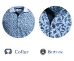 Blue Floral Pattern Mens Slim Fit Polo Shirts - 100% Soft Cotton - Tailored Comfortable Fit - Image 2